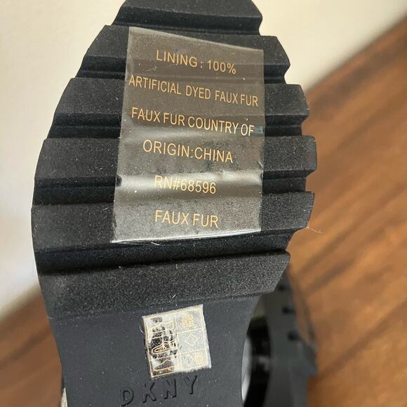 New DKNY Bax Chelsea Black Bootie Wedge Faux Fur Almond Toe Plaid Print academia - Picture 9 of 12